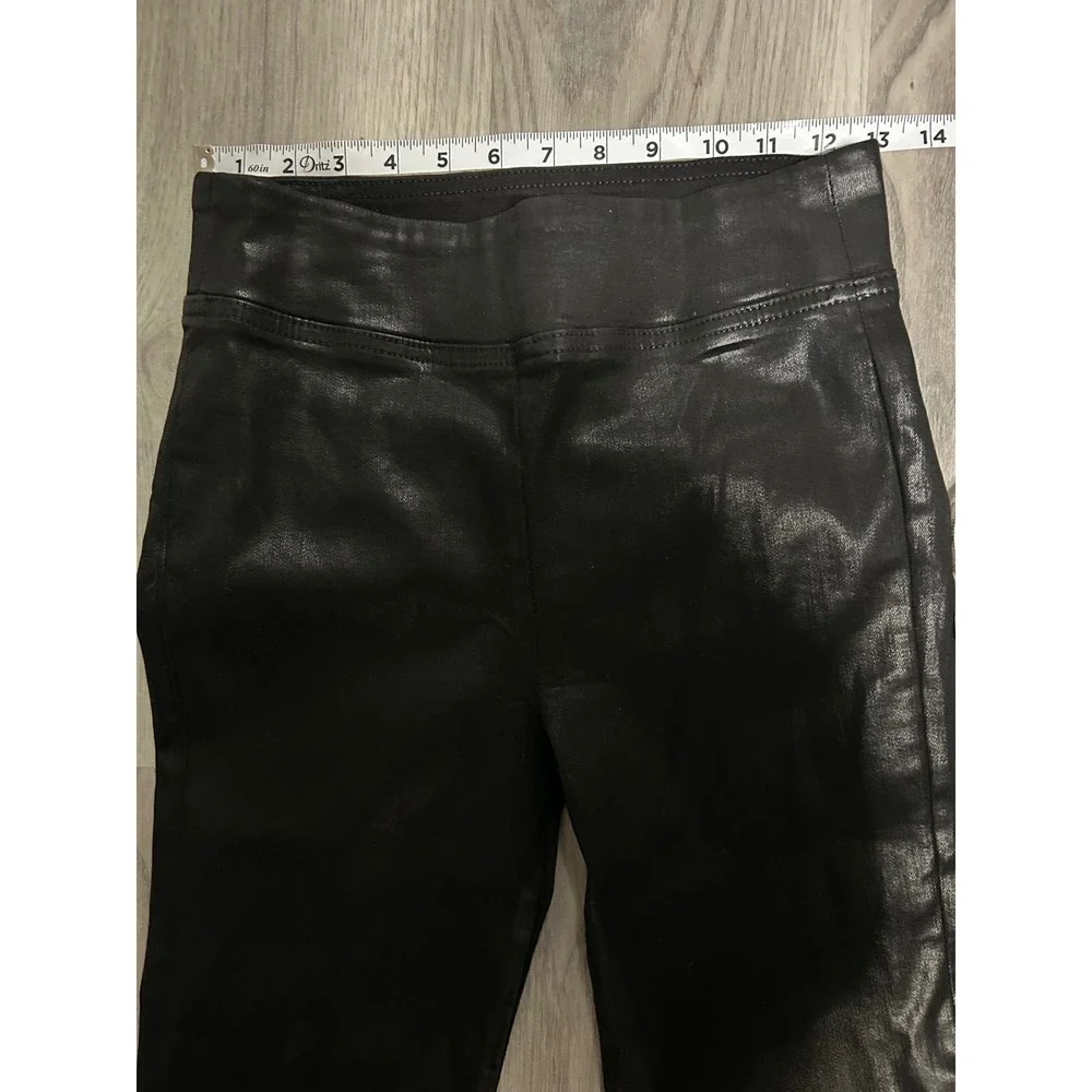 Frame Noir Coated Flare Leg Pants Black Faux Leather Look stretch Size 1 luxury
